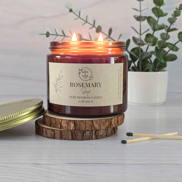 Rosemary Sage Pure Beeswax Candle