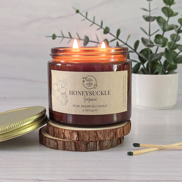 Honeysuckle Jasmine Pure Beeswax Candle