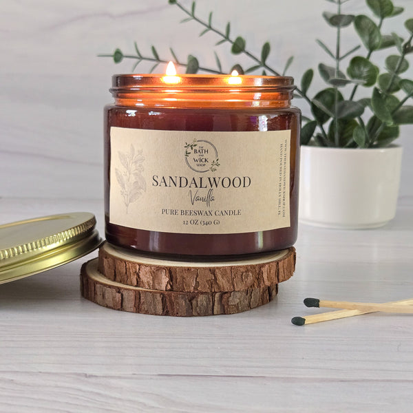 Sandalwood Vanilla Pure Beeswax Candle