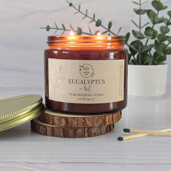 Eucalyptus & Mint Pure Beeswax Candle