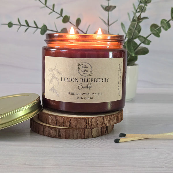 Lemon Blueberry Crumble Pure Beeswax Candle