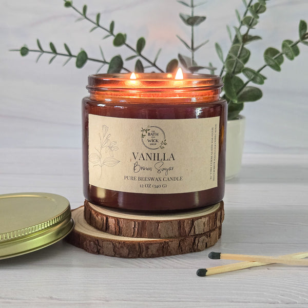 Vanilla Brown Sugar Pure Beeswax Candle