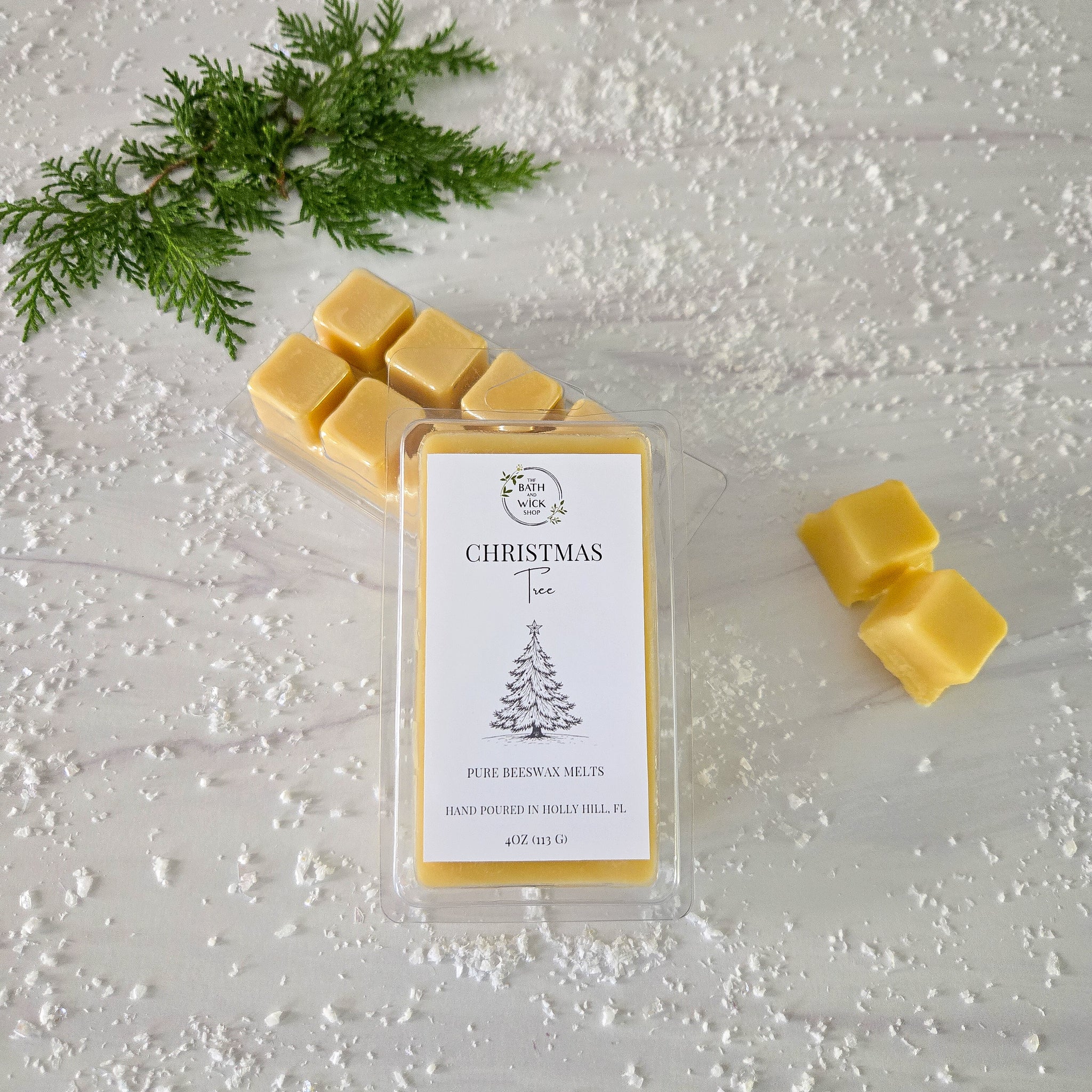 Christmas Tree Pure Beeswax Melts | Large 8 Cube