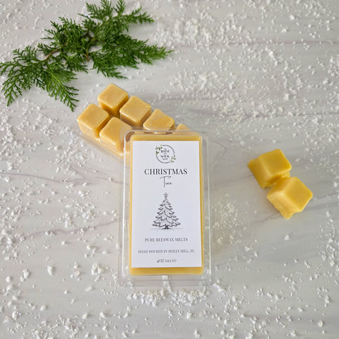 Christmas Tree Pure Beeswax Melts | Large 8 Cube