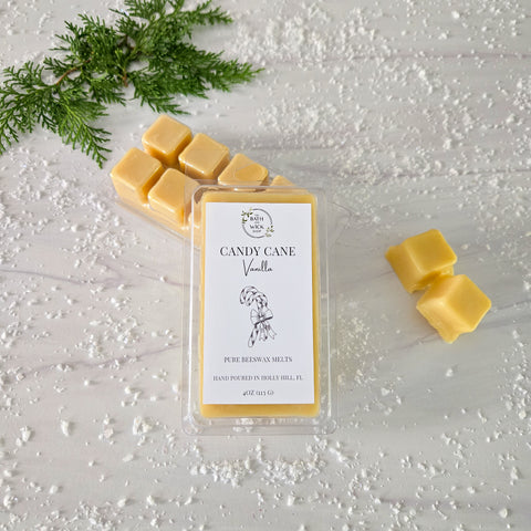 Candy Cane Vanilla Pure Beeswax Melts | Large 8 Cube