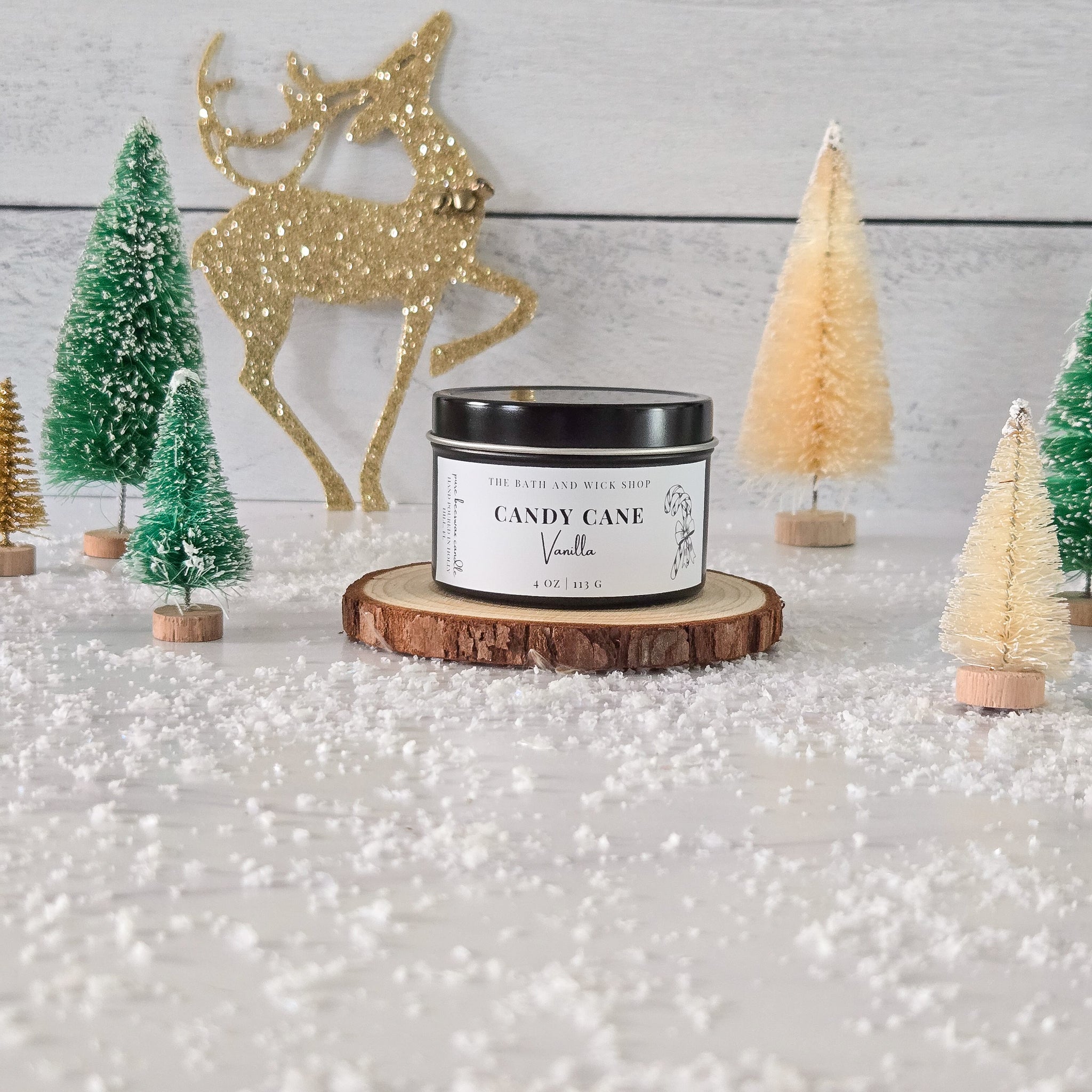 Candy Cane Vanilla Pure Beeswax Candle