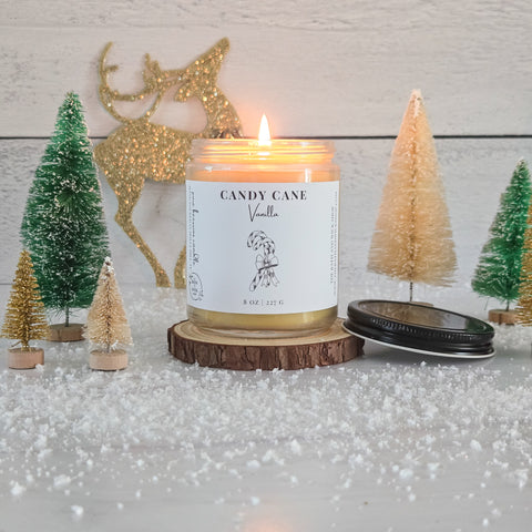 Candy Cane Vanilla Pure Beeswax Candle