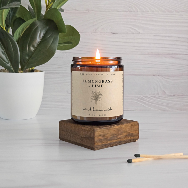 Lemongrass + Lime Natural Beeswax Candle