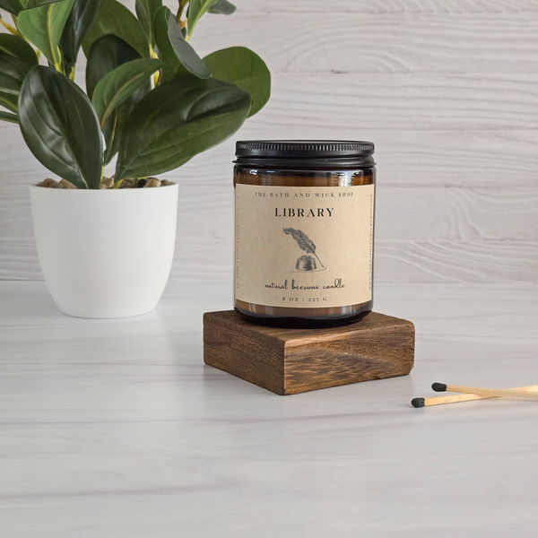 Library Natural Beeswax Candle