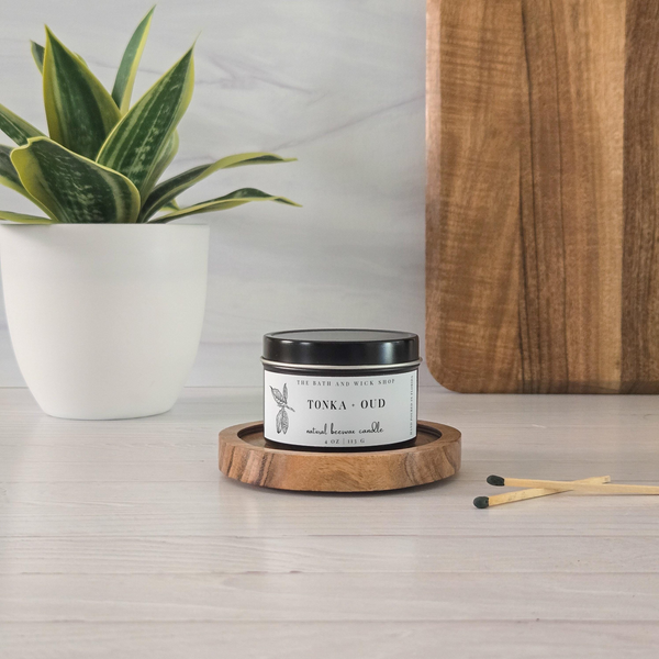 Tonka + Oud Natural Beeswax Candle