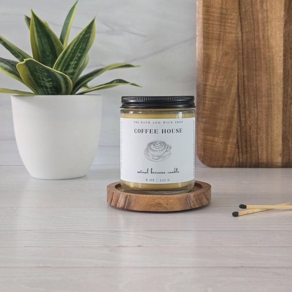 Coffee House Natural Beeswax Candle