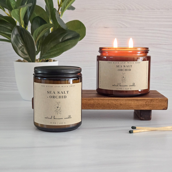 Sea Salt + Orchid Natural Beeswax Candle