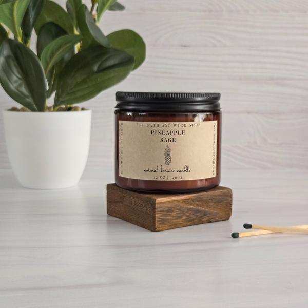 Pineapple Sage Natural Beeswax Candle