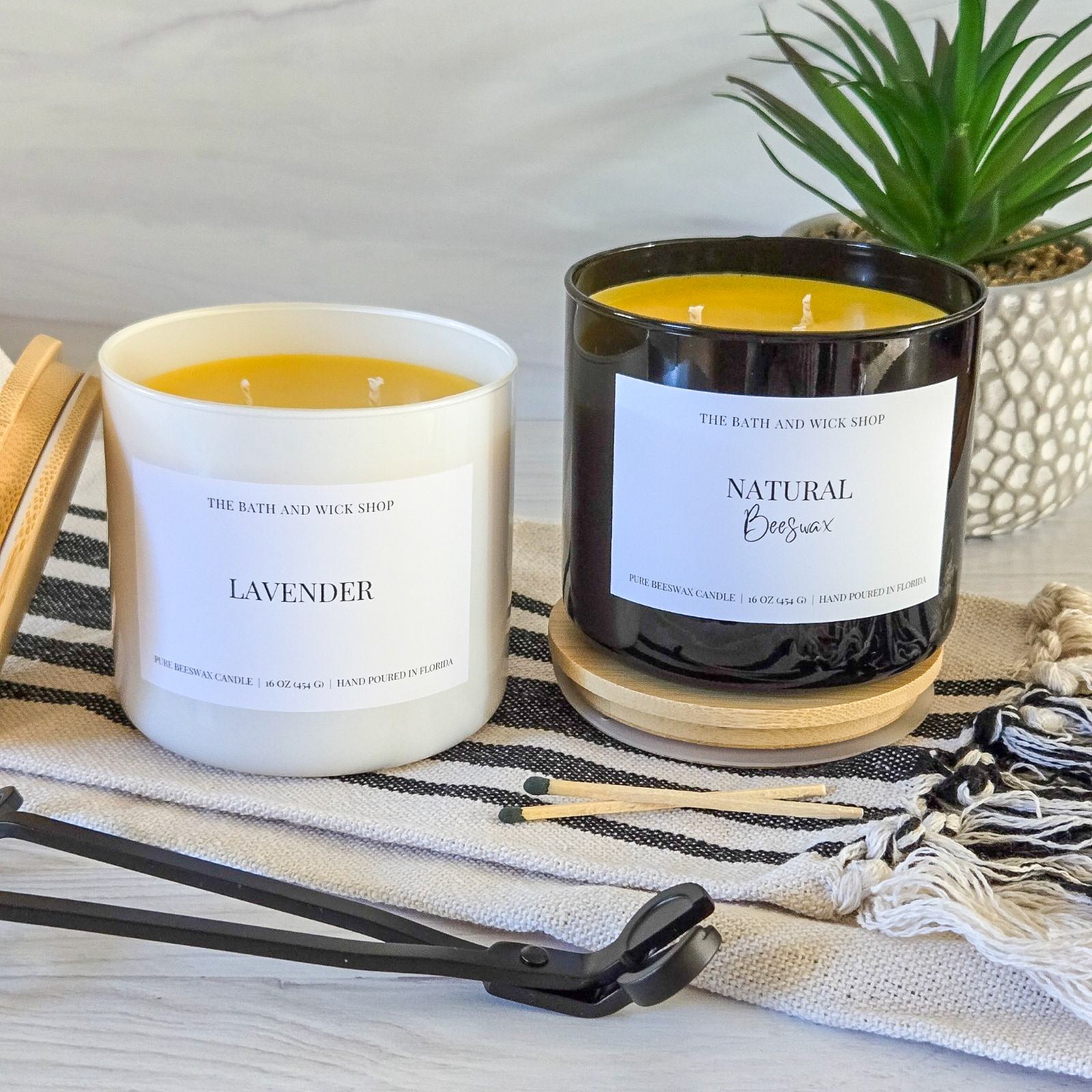 3 Wick Beeswax Candles