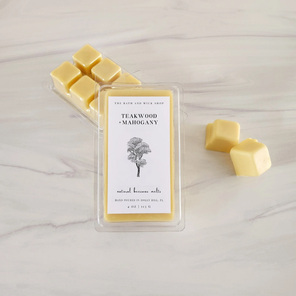 Teakwood + Mahogany Natural Beeswax Melts | Large 8 Cube