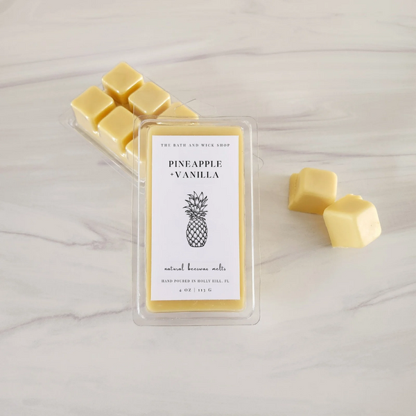 Pineapple + Vanilla Natural Beeswax Melts | Large 8 Cube