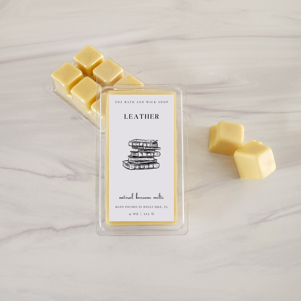 Leather Natural Beeswax Melts | Large 8 Cube