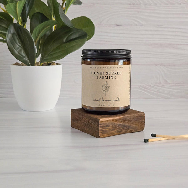 Honeysuckle Jasmine Natural Beeswax Candle