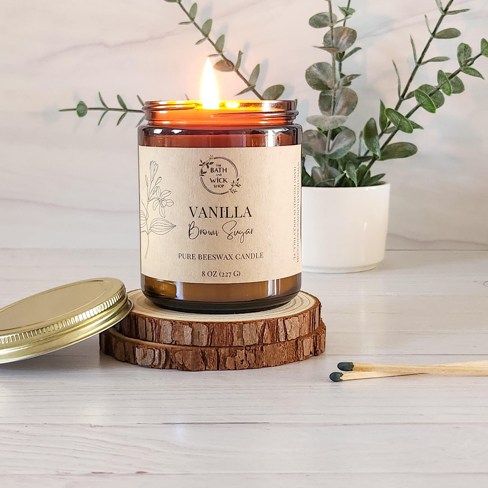 Vanilla Brown Sugar Pure Beeswax Candle