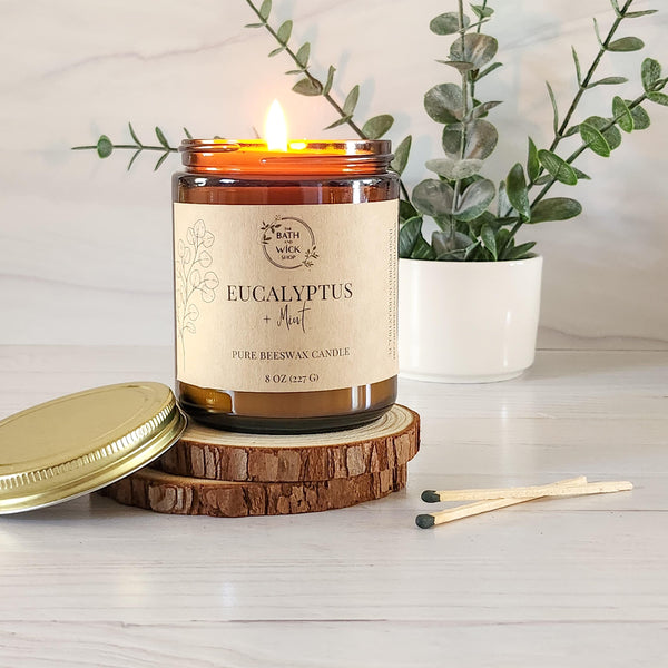 Eucalyptus & Mint Pure Beeswax Candle