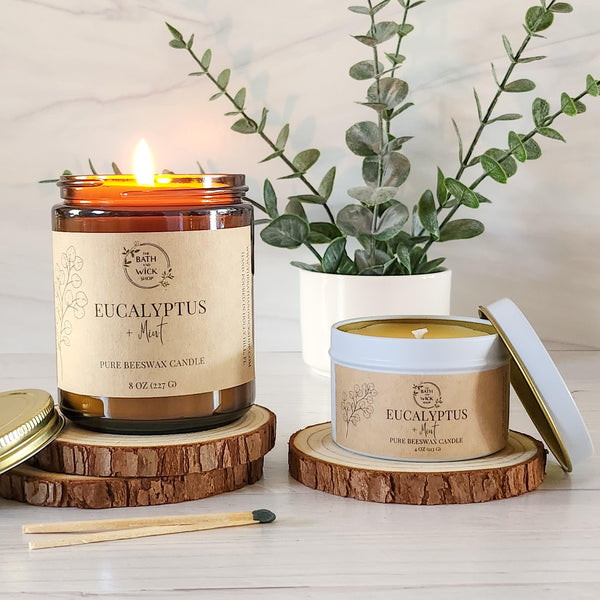 Eucalyptus & Mint Pure Beeswax Candle