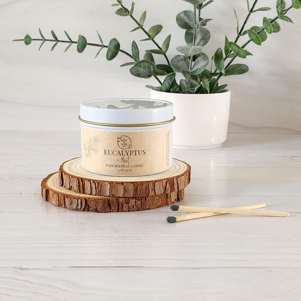 Eucalyptus & Mint Pure Beeswax Candle