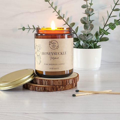 Honeysuckle Jasmine Pure Beeswax Candle