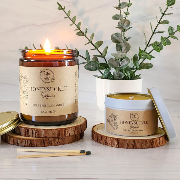 Honeysuckle Jasmine Pure Beeswax Candle