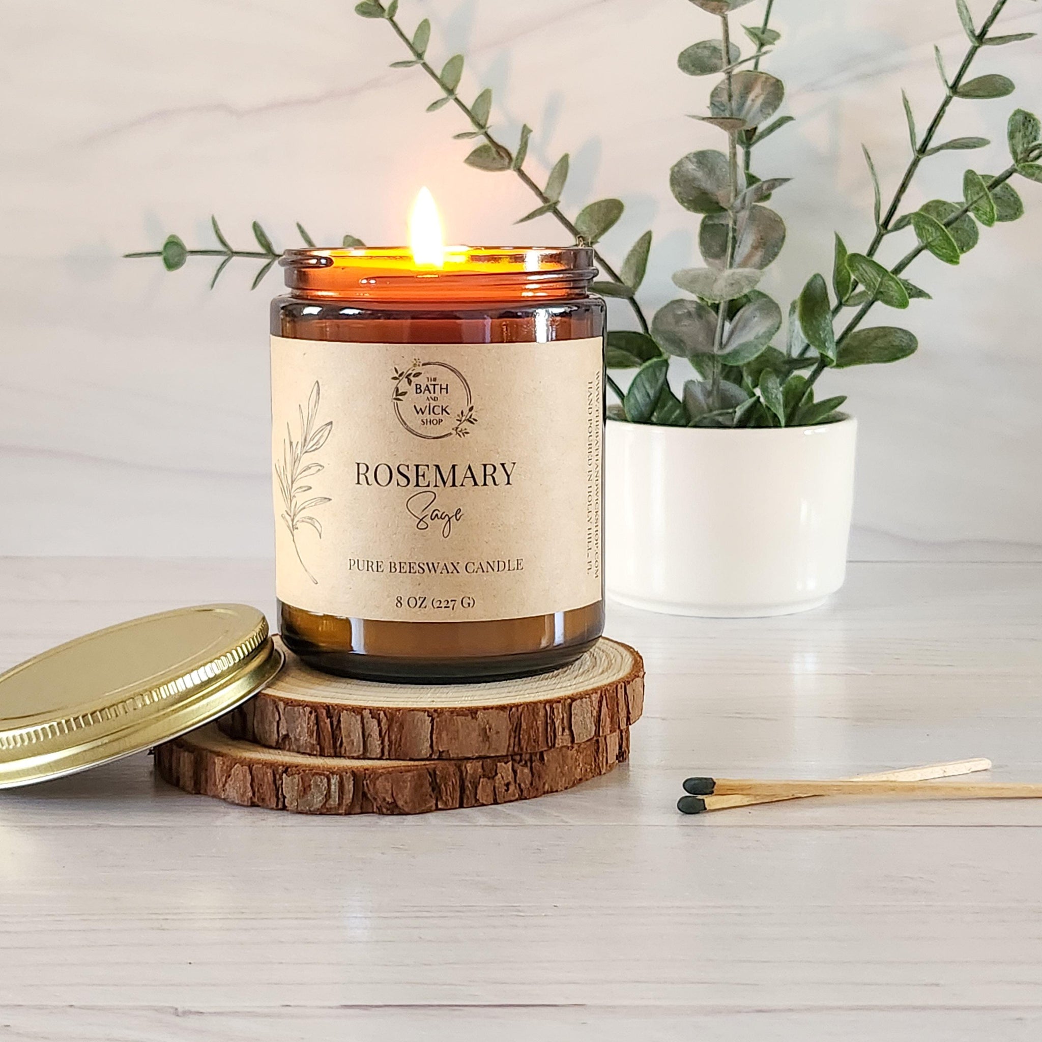 Rosemary Sage Pure Beeswax Candle