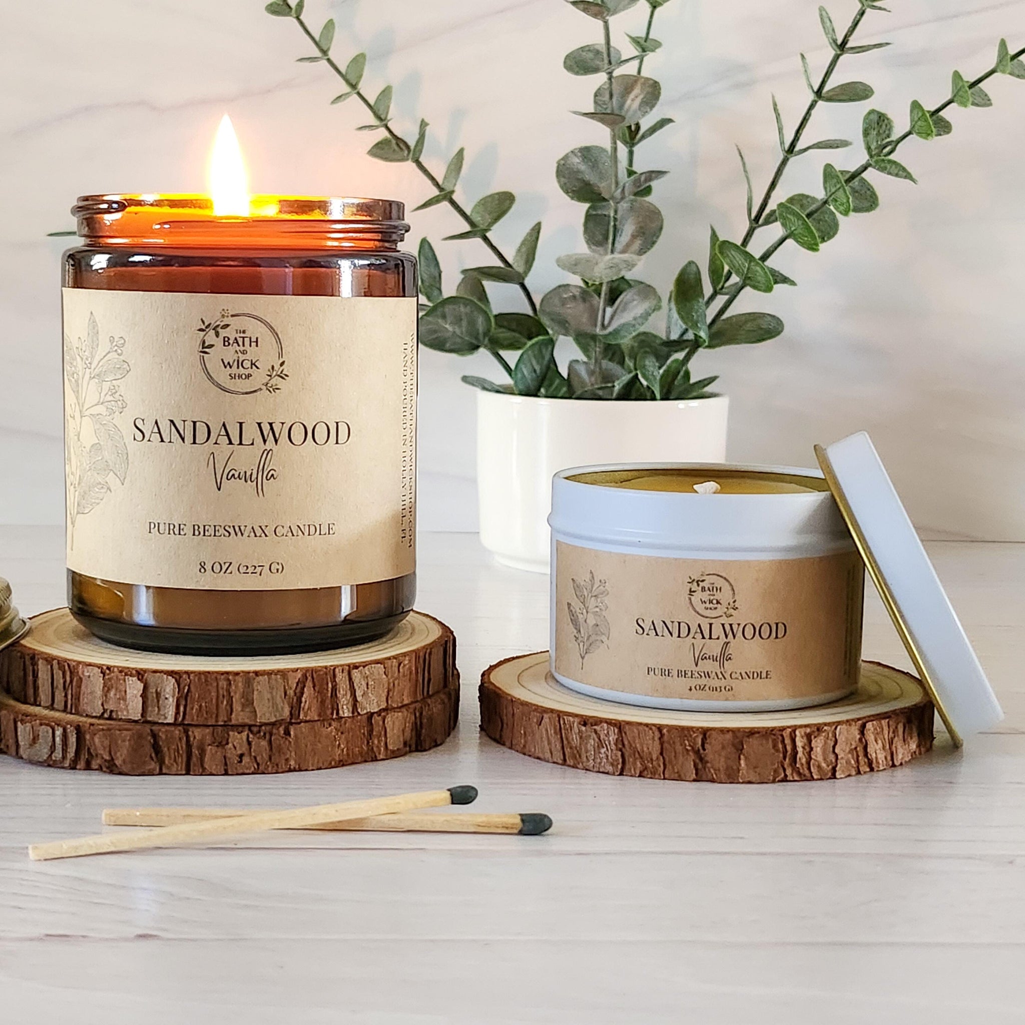 Sandalwood Vanilla Pure Beeswax Candle