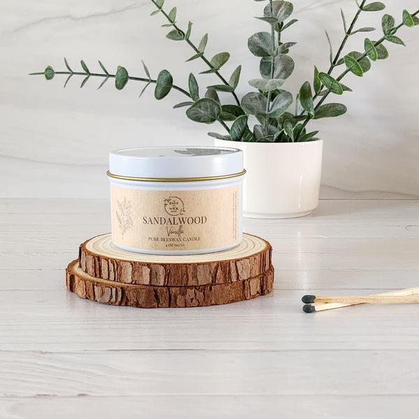 Sandalwood Vanilla Pure Beeswax Candle