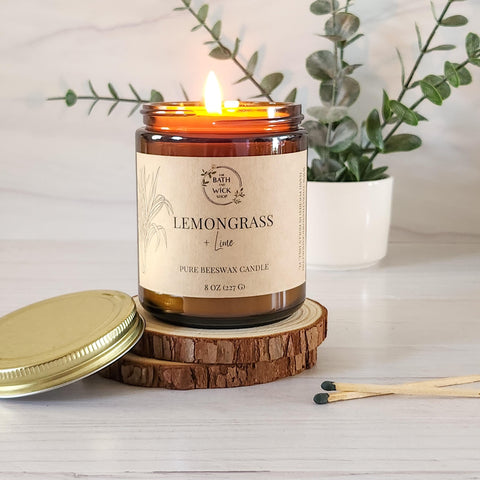 Lemongrass & Lime Pure Beeswax Candle