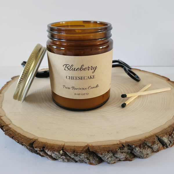 Blueberry Cheesecake Pure Beeswax Candle