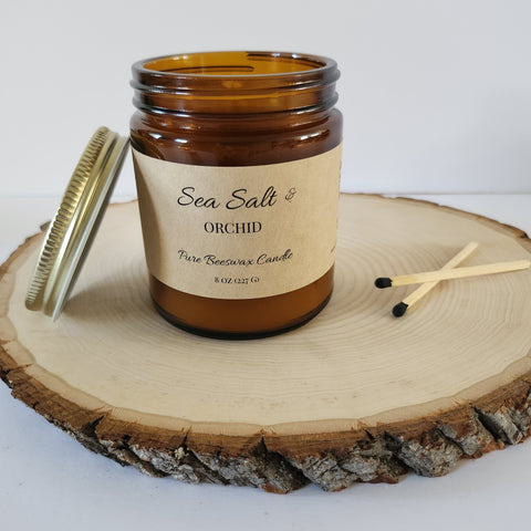 Sea Salt & Orchid Pure Beeswax Candle