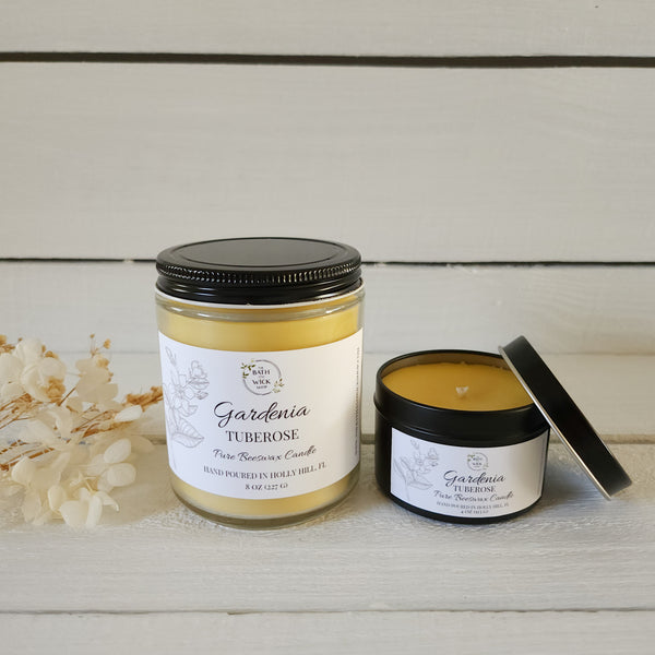 Gardenia Tuberose Pure Beeswax Candle