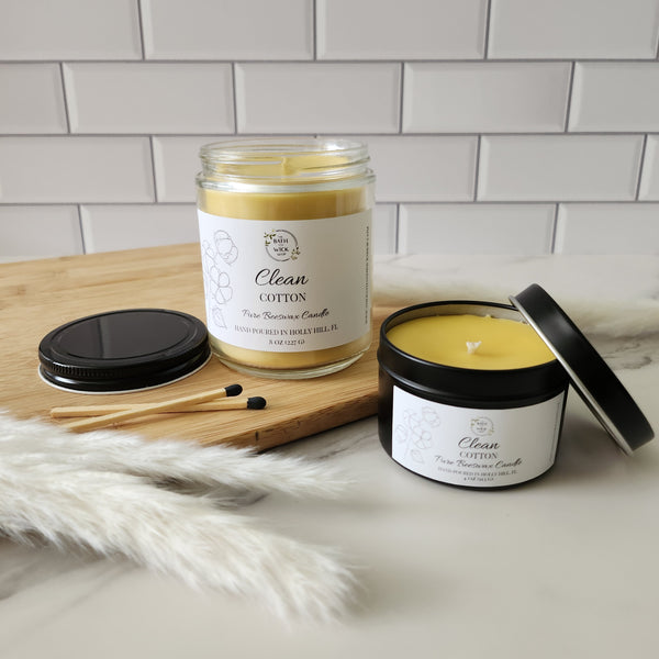 Clean Cotton Pure Beeswax Candle