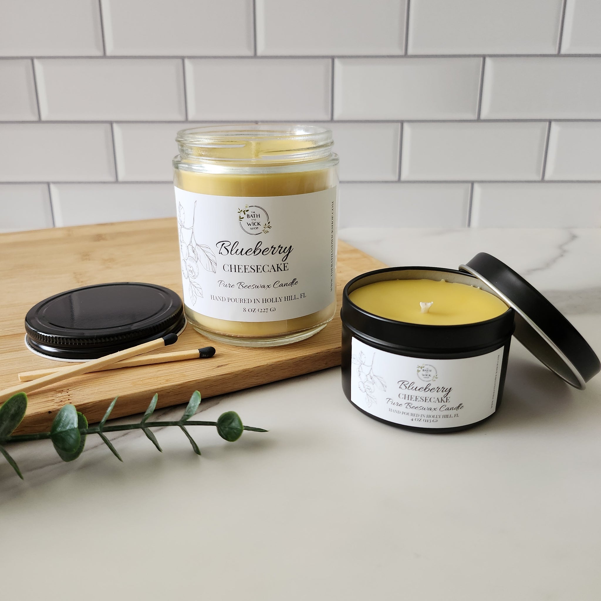 Blueberry Cheesecake Pure Beeswax Candle