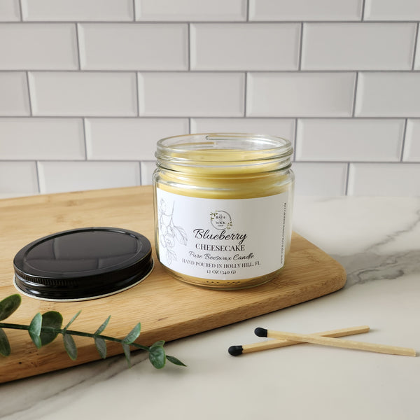 Blueberry Cheesecake Pure Beeswax Candle