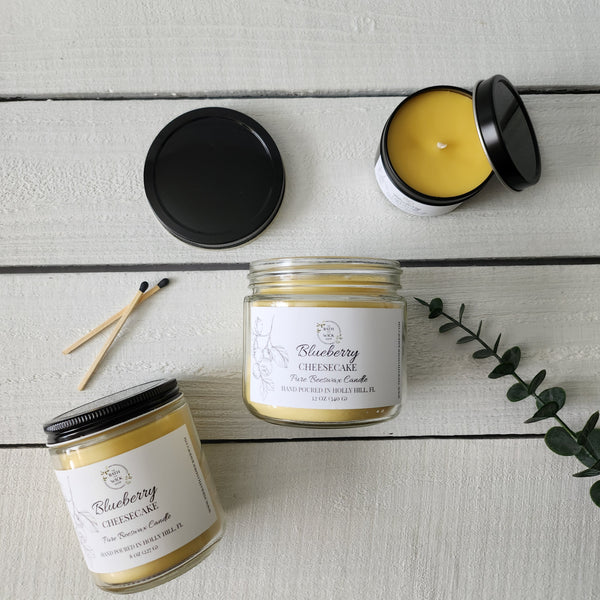 Blueberry Cheesecake Pure Beeswax Candle
