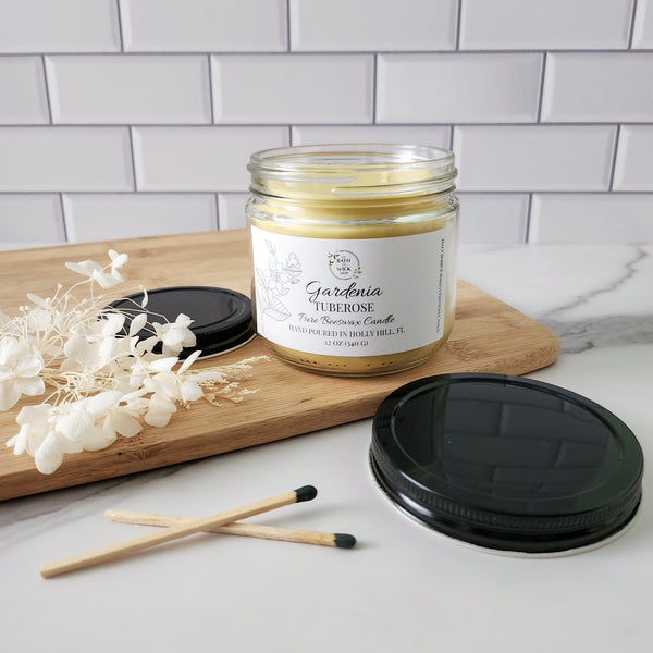 Gardenia Tuberose Pure Beeswax Candle